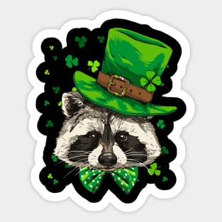 Raccoon Leprechaun St Patricks Day Shamrock Sticker